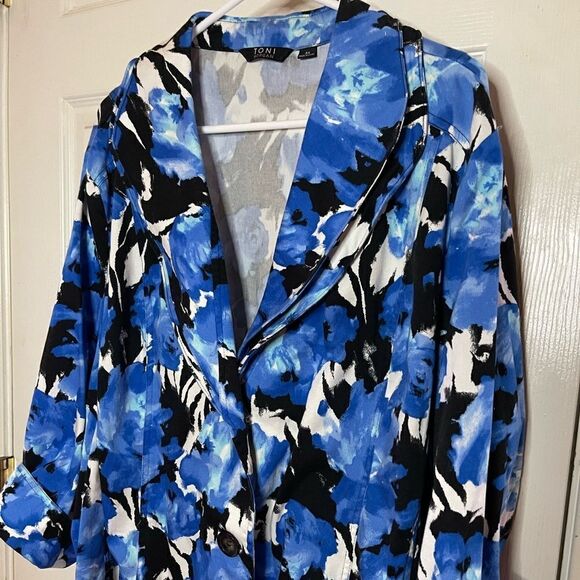 Toni Morgan multi water color half sleeve blazer double collar size 3X - Picture 4 of 11